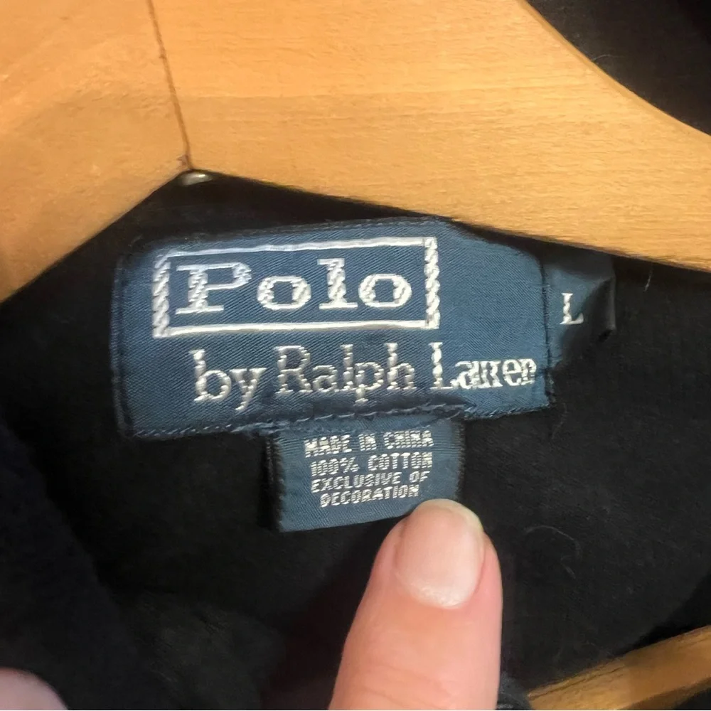Polo by Ralph Lauren 1/4 Zip Pullover Heavy Knit Shirt Mens L 100% Cotton Black